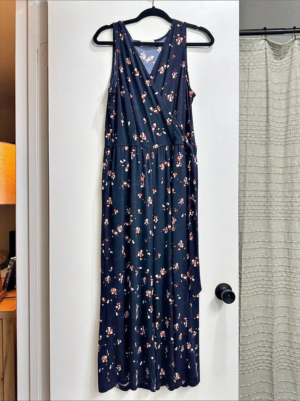 Floral Maxi Jumper with wrap front & side tie at waist